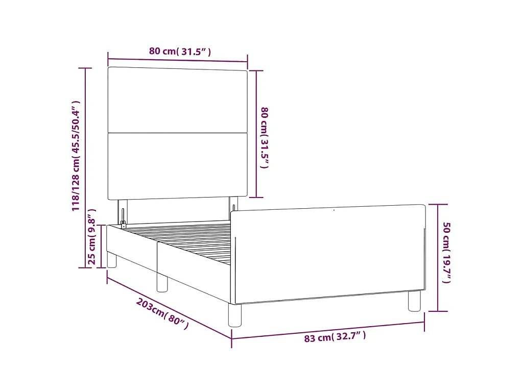 Giroletto senza Materasso Grigio Chiaro 80x200 cm Velluto