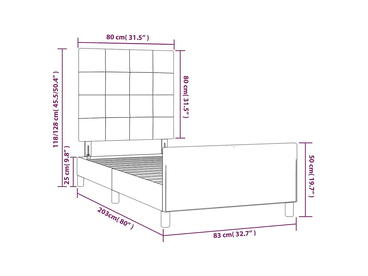 Cadre de lit sans matelas gris clair 80x200 cm tissu