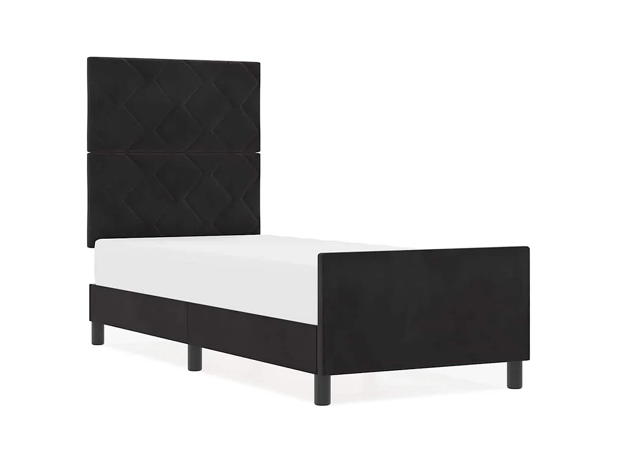 Bettgestell mit Kopfteil Schwarz 80 x 200 cm Samt