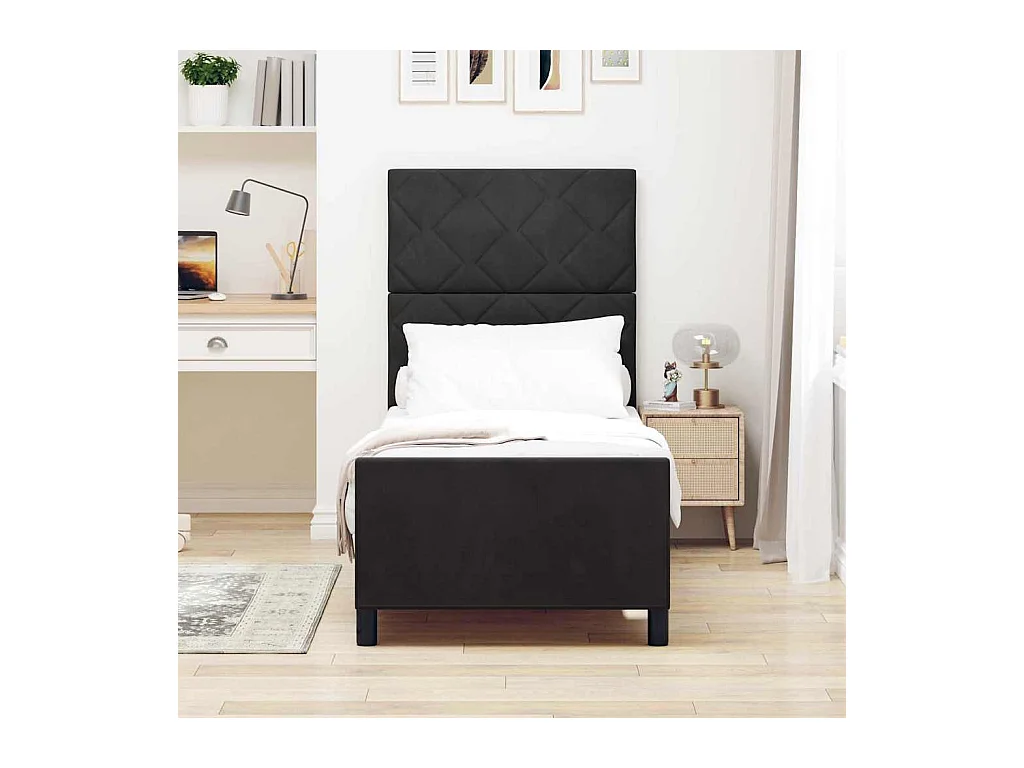Bettgestell mit Kopfteil Schwarz 80 x 200 cm Samt