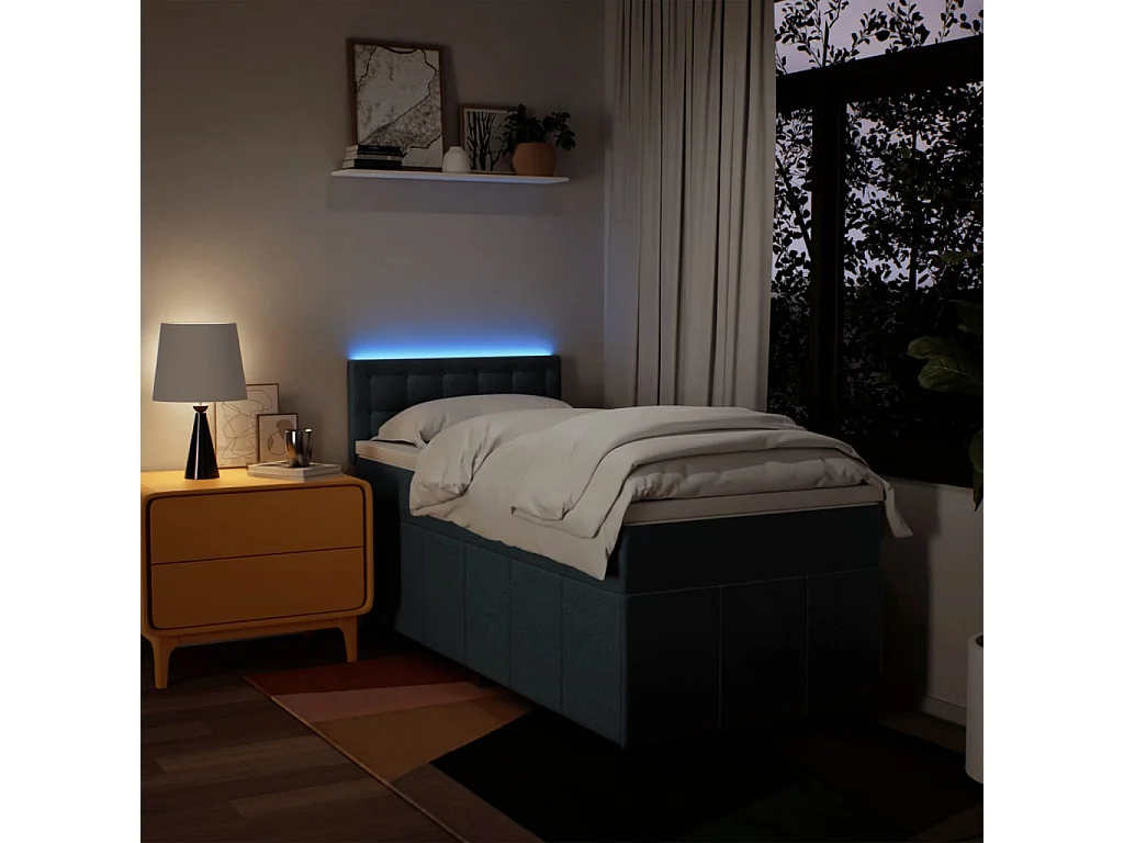 Boxspring met matras stof blauw 80x200 cm