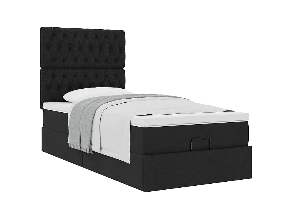 Ottoman bed met matras 80x200cm stof zwart