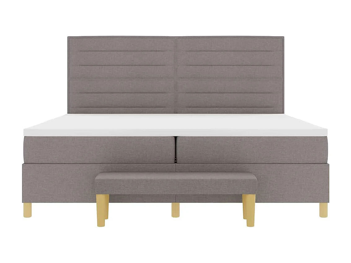 Lit à ressorts avec matelas Taupe 200 x 200 cm tissu