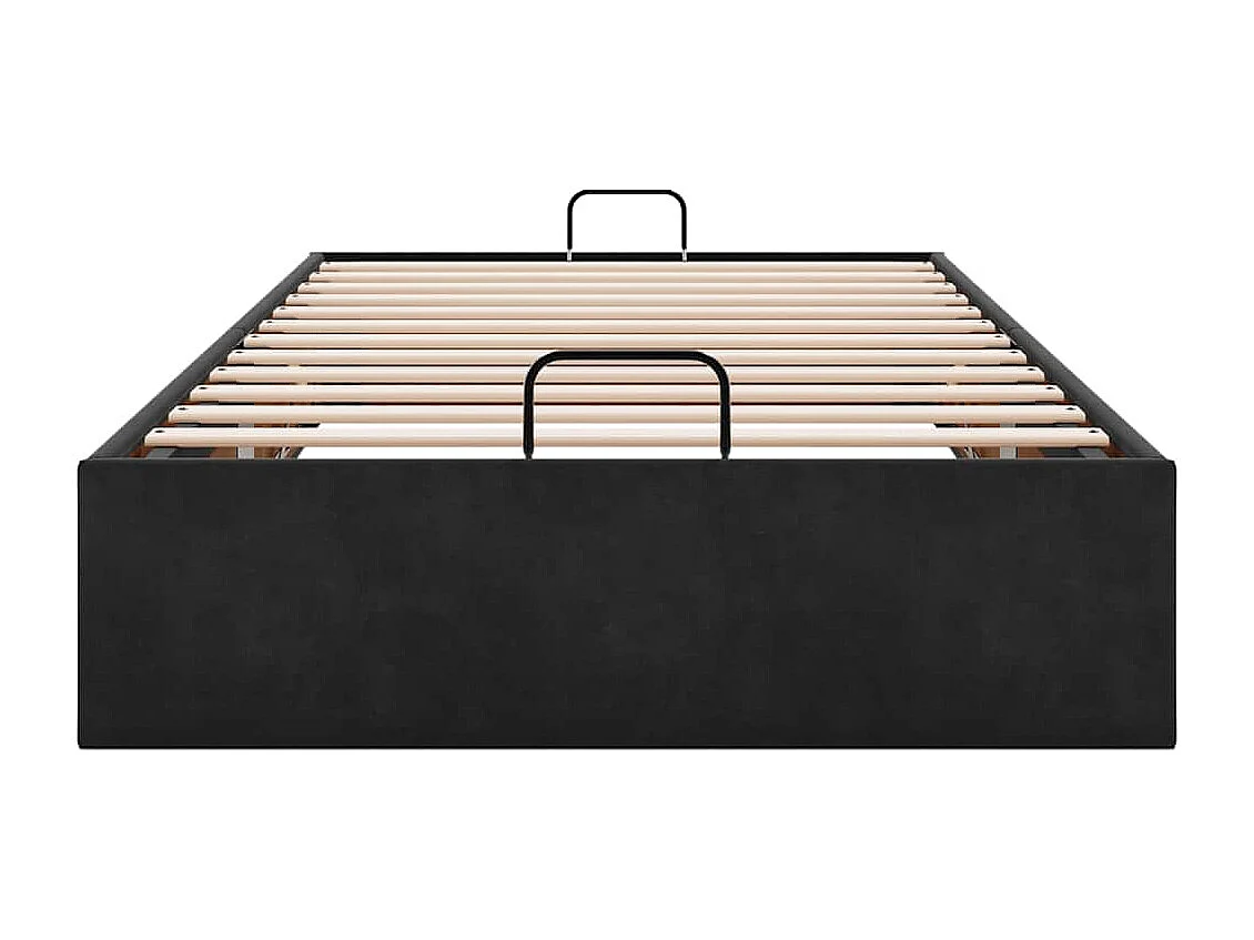 Estructura de cama otomana sin colchón terciopelo negro