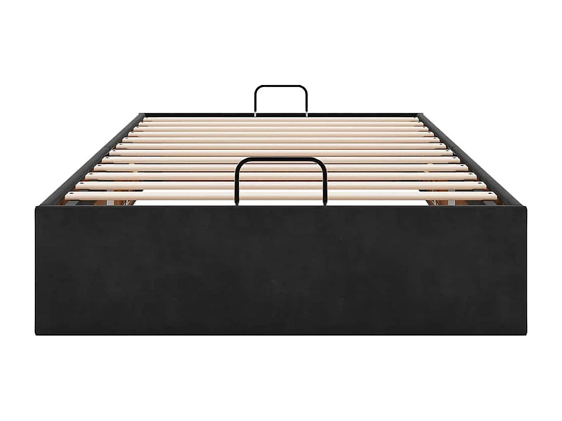 Estructura de cama otomana sin colchón terciopelo negro