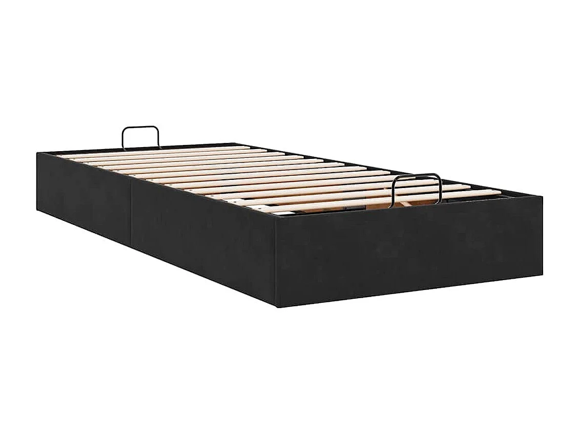 Estructura de cama otomana sin colchón terciopelo negro