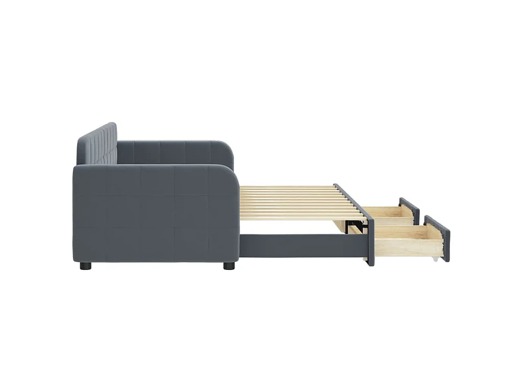 Slaapbank onderschuifbed en lades 80x200 cm fluweel donkergrijs