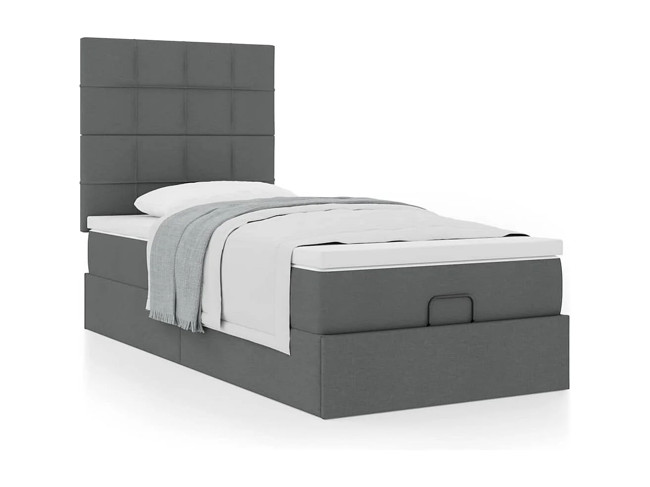 Estructura cama otomana colchón tela gris oscuro 80x200cm