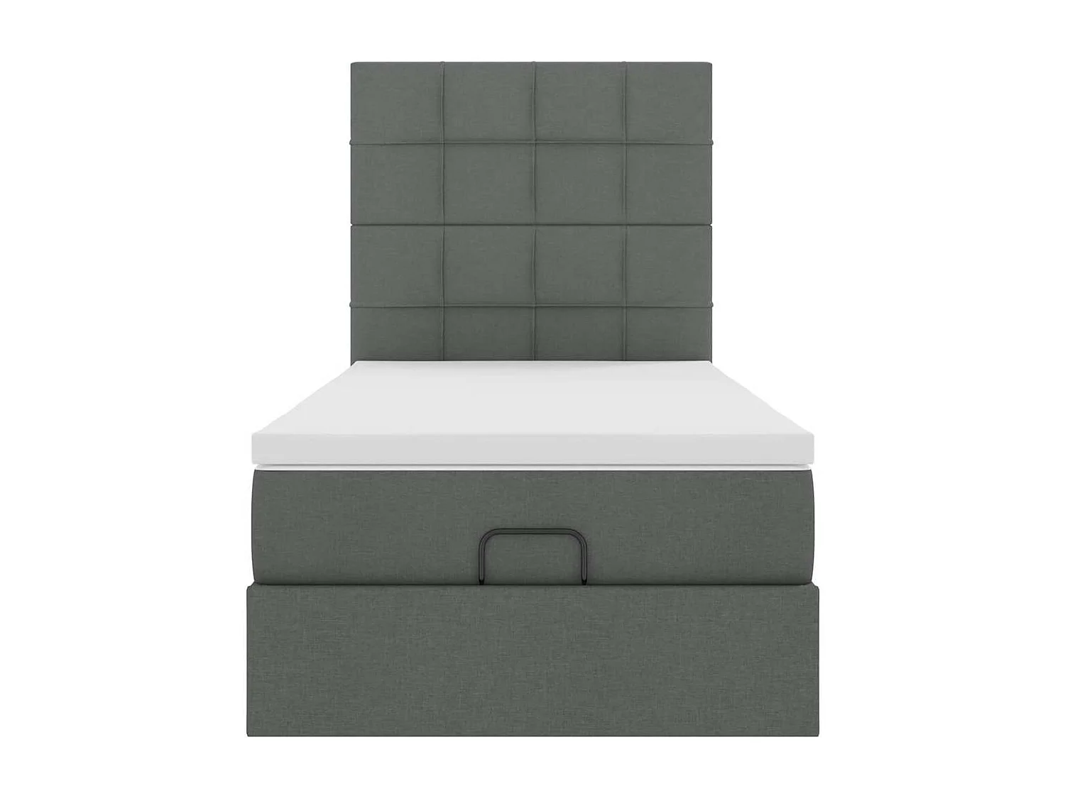 Estructura cama otomana colchón tela gris oscuro 80x200cm