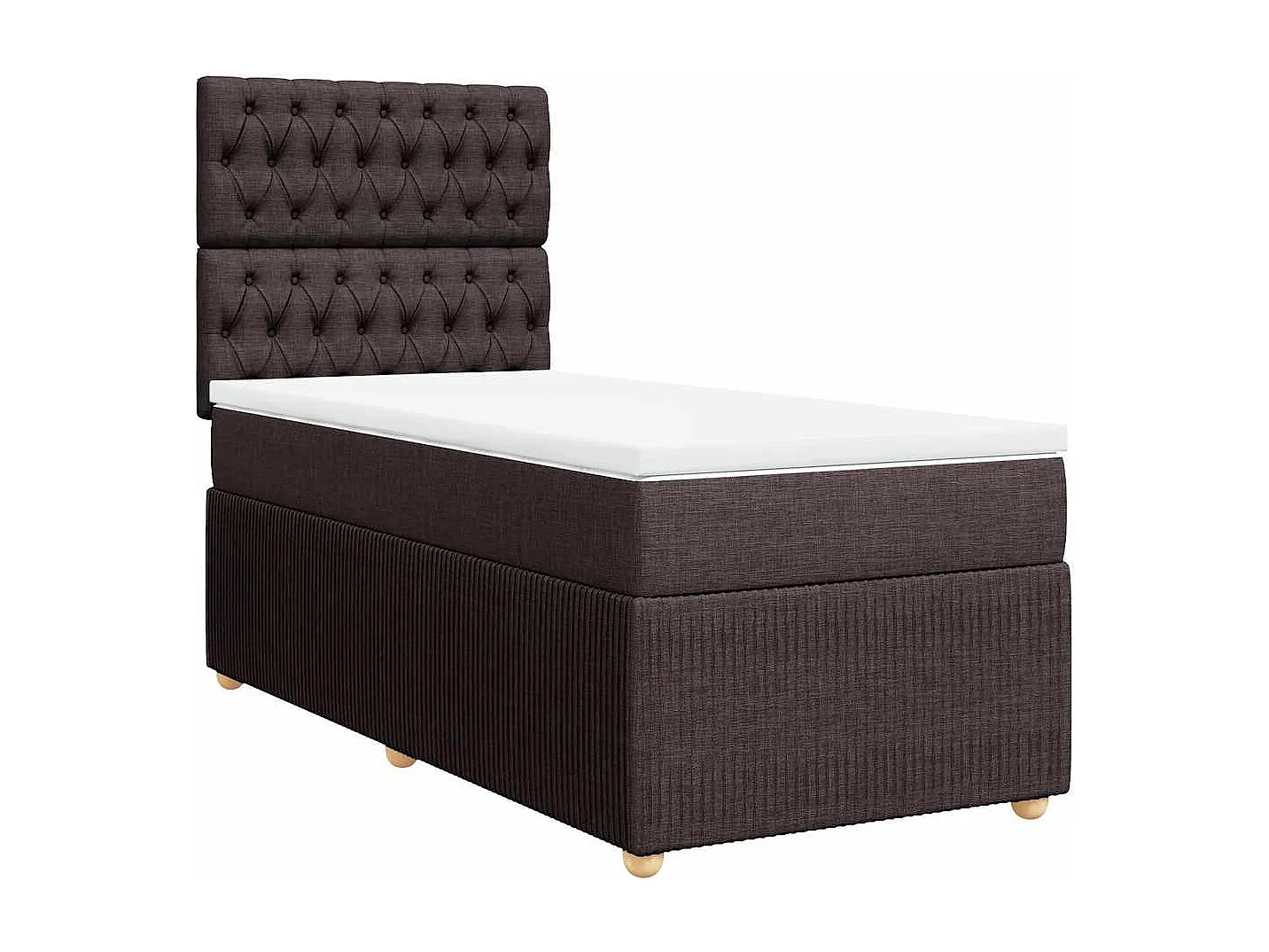 Cama box spring con colchón tela marrón oscuro 80x200 cm