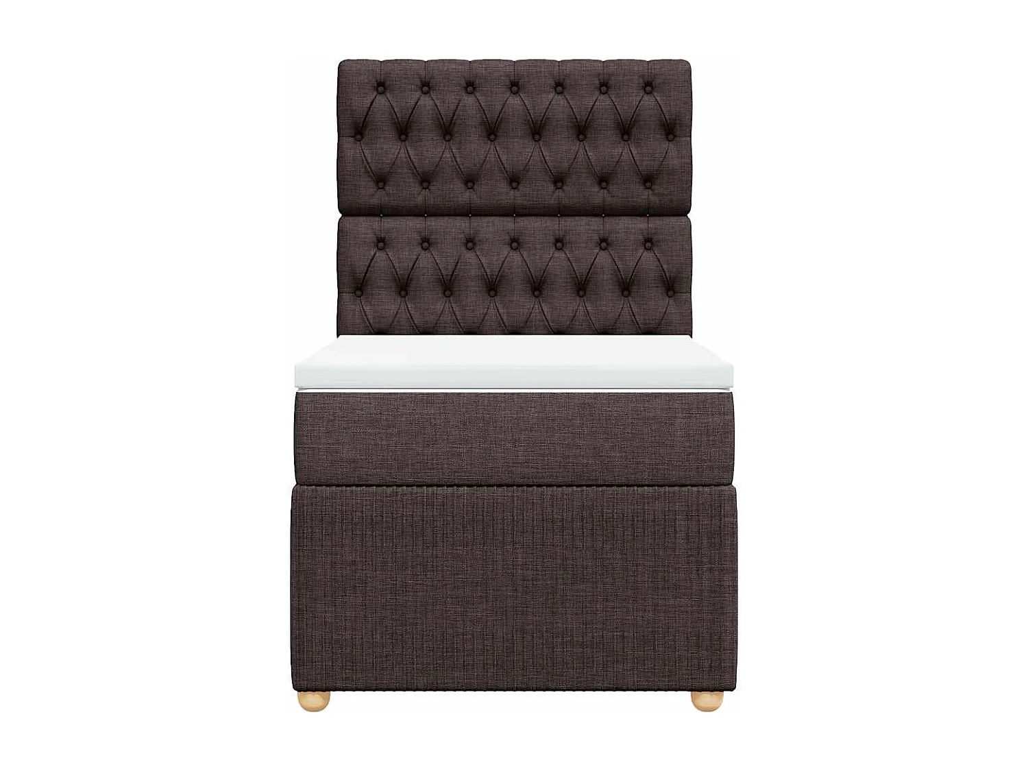 Cama box spring con colchón tela marrón oscuro 80x200 cm