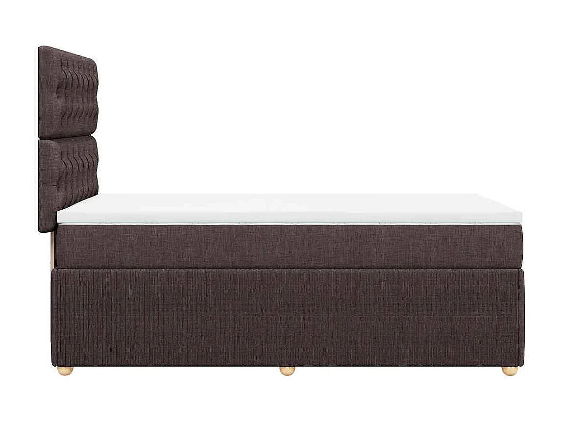 Cama box spring con colchón tela marrón oscuro 80x200 cm