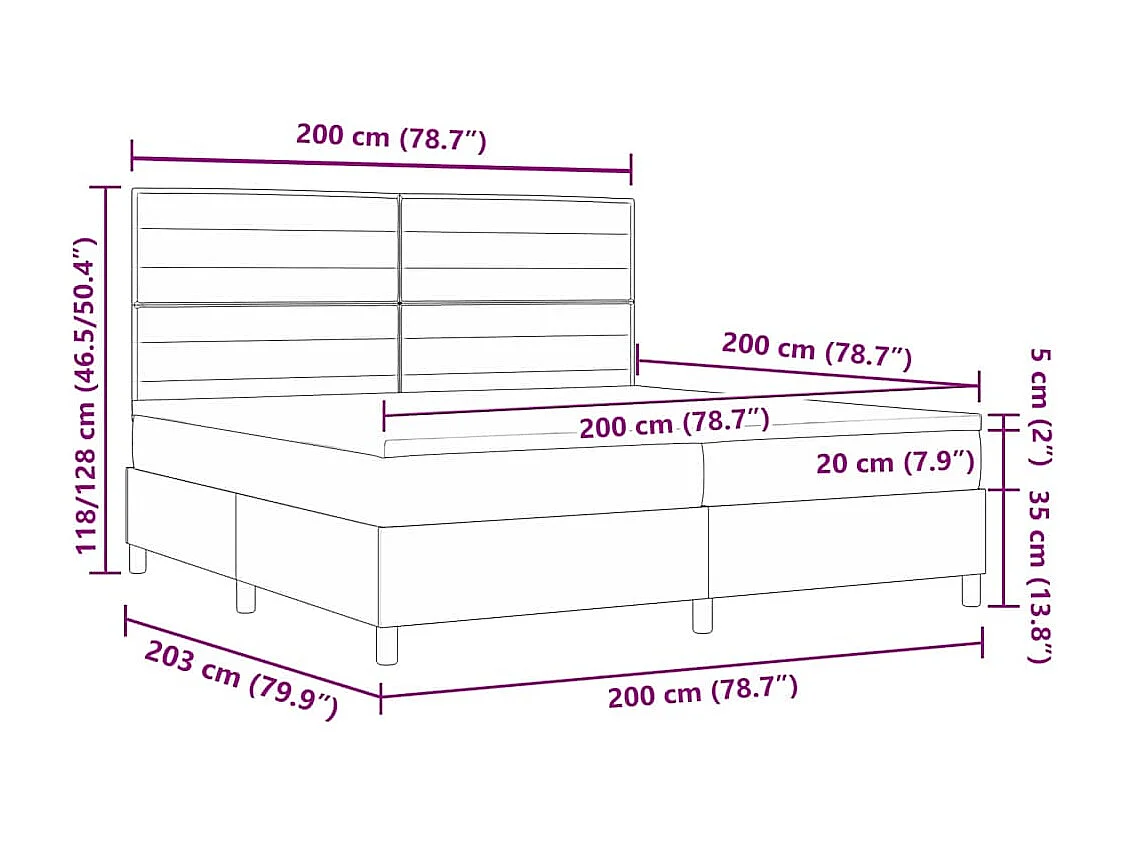 Letto a molle con materasso Blu 200 x 200 cm Tessuto