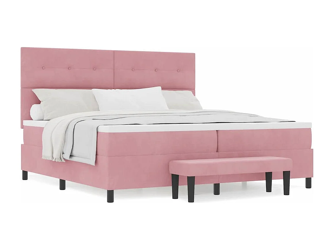 Lit à ressorts avec matelas Rose 200 x 200 cm Velours