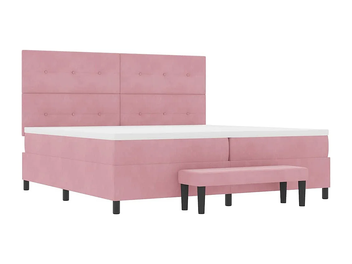 Lit à ressorts avec matelas Rose 200 x 200 cm Velours