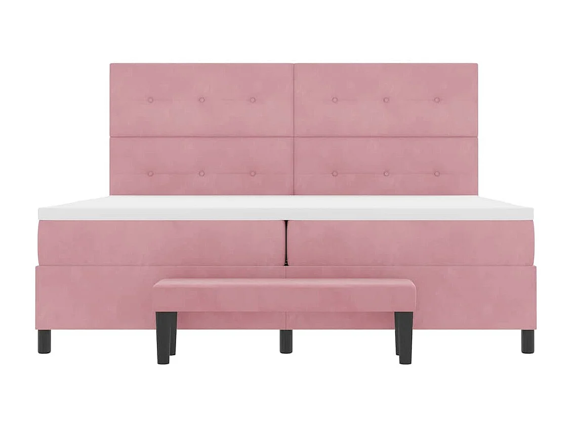 Lit à ressorts avec matelas Rose 200 x 200 cm Velours