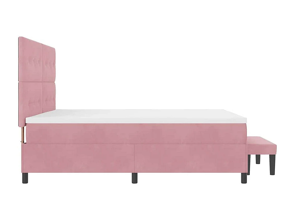 Lit à ressorts avec matelas Rose 200 x 200 cm Velours