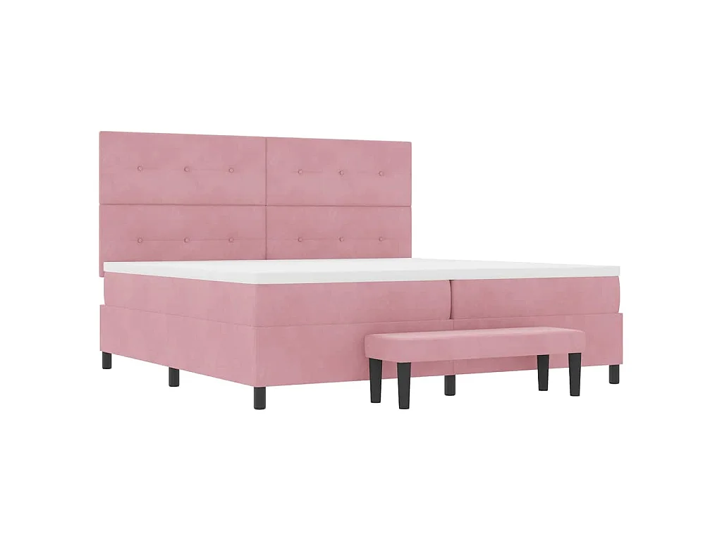 Letto a molle con testiera Rosa 200 x 200 cm Velluto