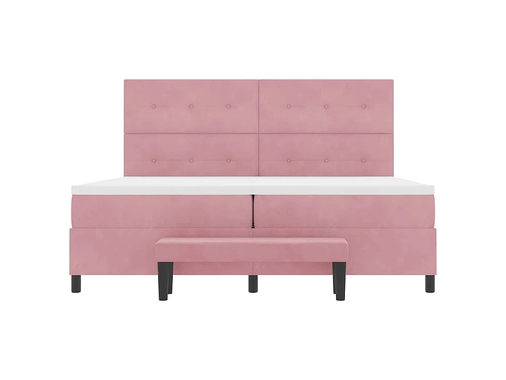 Letto a molle con testiera Rosa 200 x 200 cm Velluto