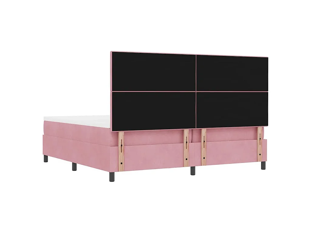 Letto a molle con testiera Rosa 200 x 200 cm Velluto