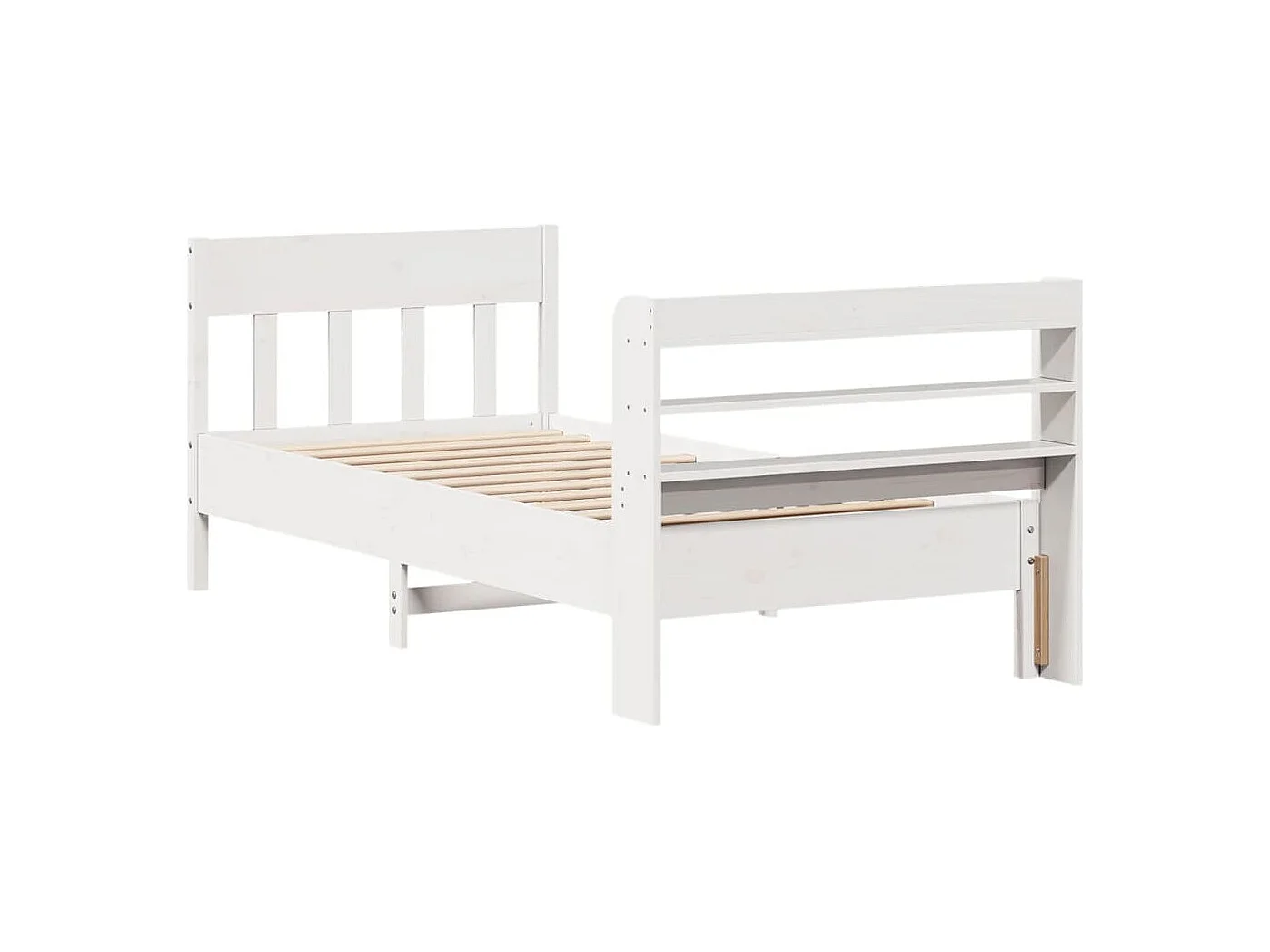 Bedframe zonder matras massief grenenhout wit 75x190 cm