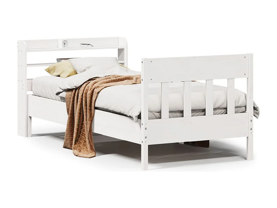 Bedframe zonder matras massief grenenhout wit 75x190 cm
