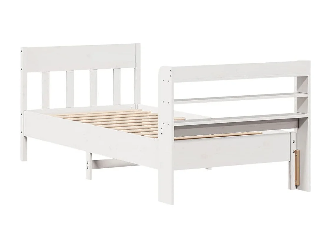 Bedframe zonder matras massief grenenhout wit 75x190 cm