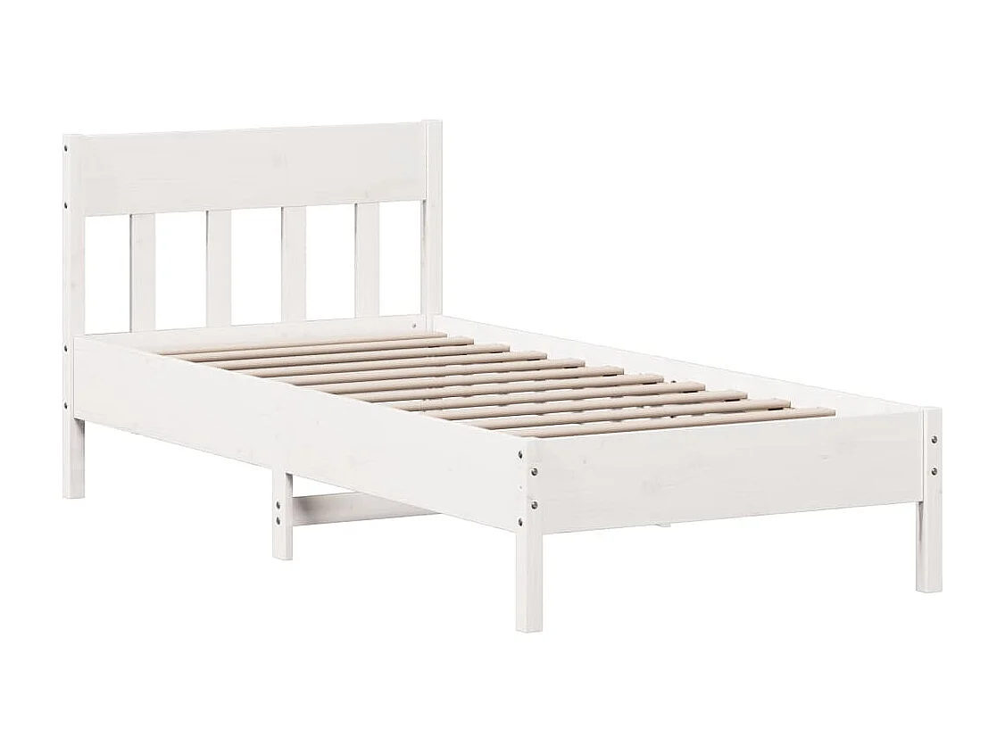 Bedframe zonder matras massief grenenhout wit 75x190 cm