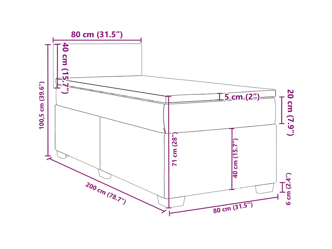 Sommier à lattes de lit et matelas Rose 80x200 cm Velours