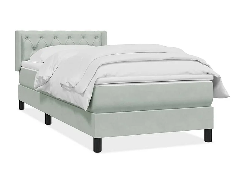 Boxspringbett mit Matratze Hellgrau 80x220 cm Samt