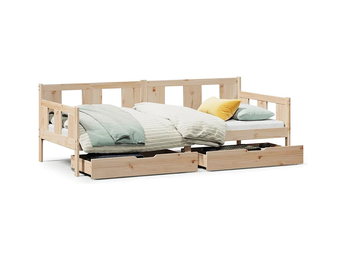 Lit de jour avec tiroirs sans matelas 80x200 cm bois massif
