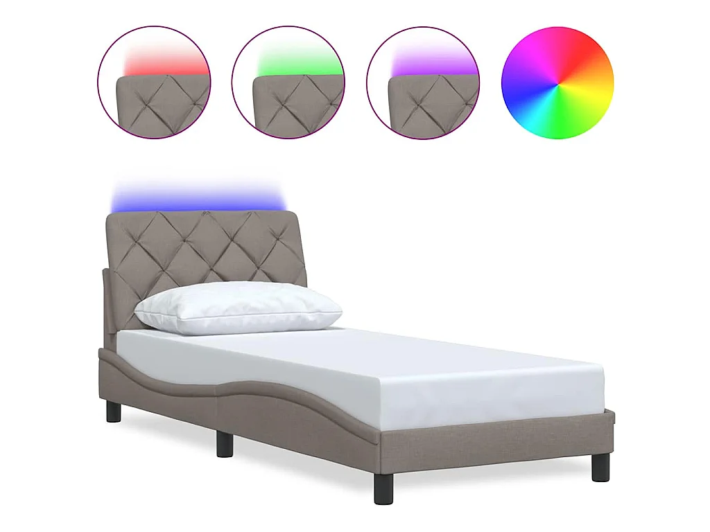 Bedframe met LED zonder matras 80x200 cm stof taupe