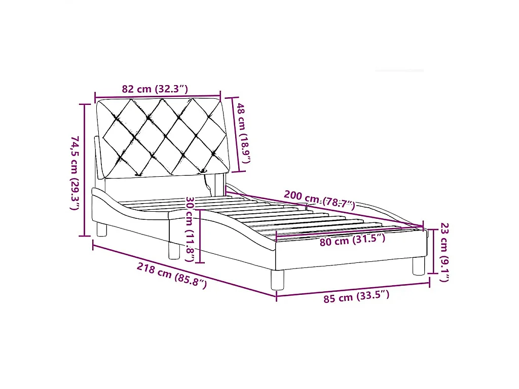 Bedframe met LED zonder matras 80x200 cm stof taupe