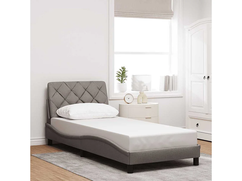 Bedframe met LED zonder matras 80x200 cm stof taupe