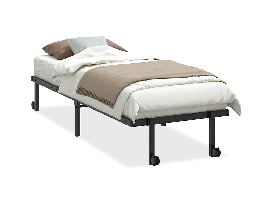 Estructura de cama sin colchón plegable negro acero 80x200 cm