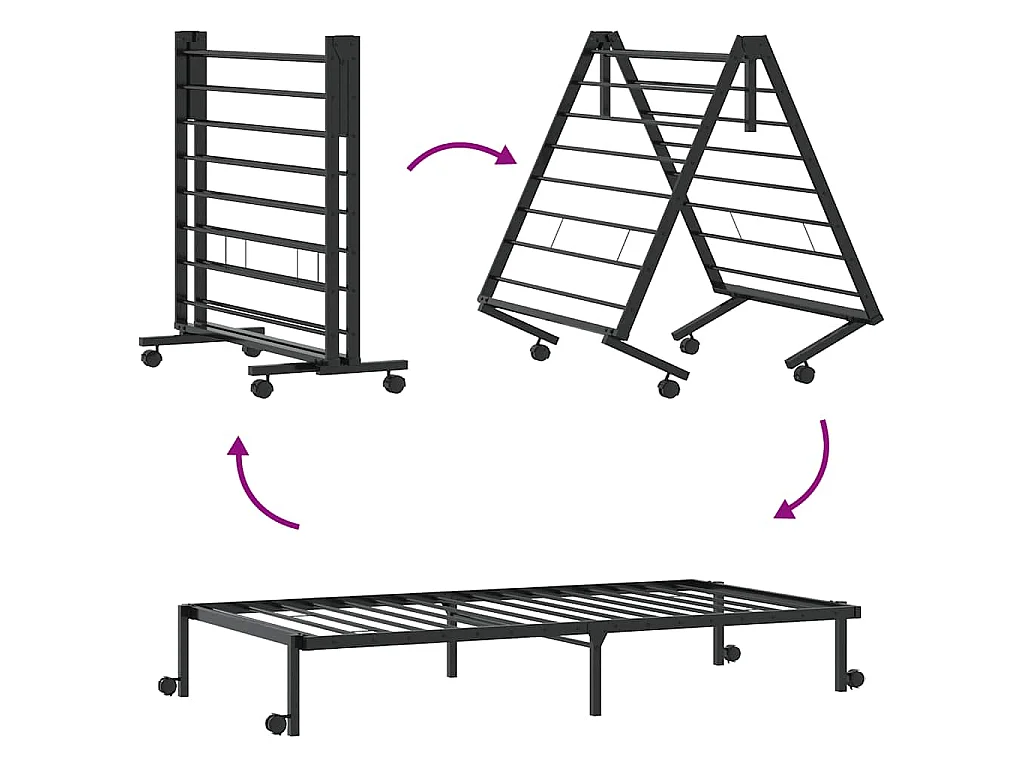 Bedframe zonder matras opvouwbaar 80x200 cm staal zwart