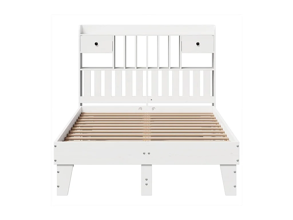 Cama sem colchão 135x190 cm madeira de pinho maciça branco