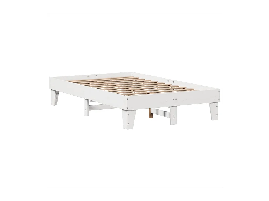 Cama sem colchão 135x190 cm madeira de pinho maciça branco