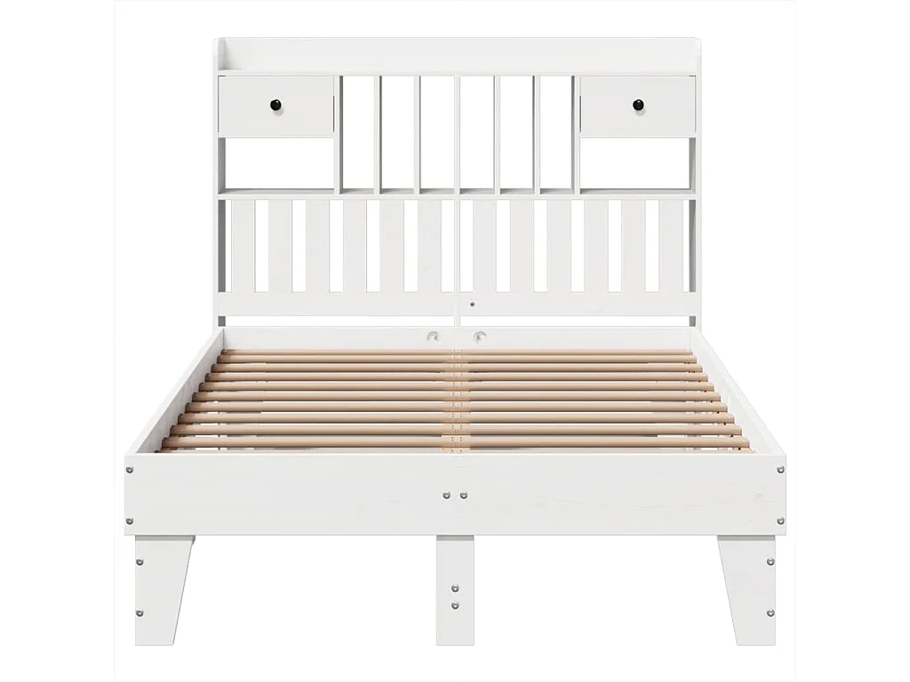 Cama sem colchão 135x190 cm madeira de pinho maciça branco