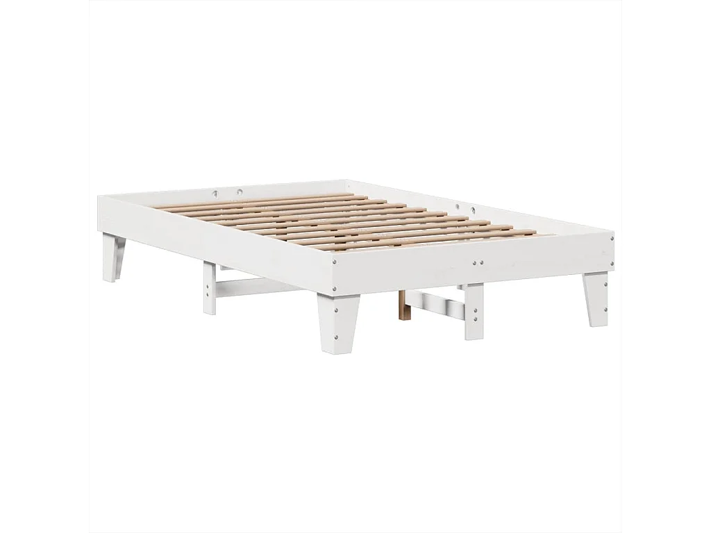 Cama sem colchão 135x190 cm madeira de pinho maciça branco