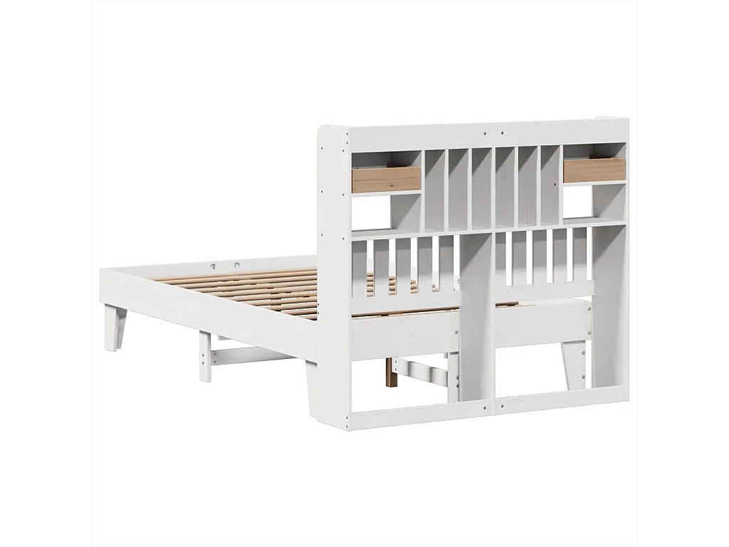 Cama sem colchão 135x190 cm madeira de pinho maciça branco
