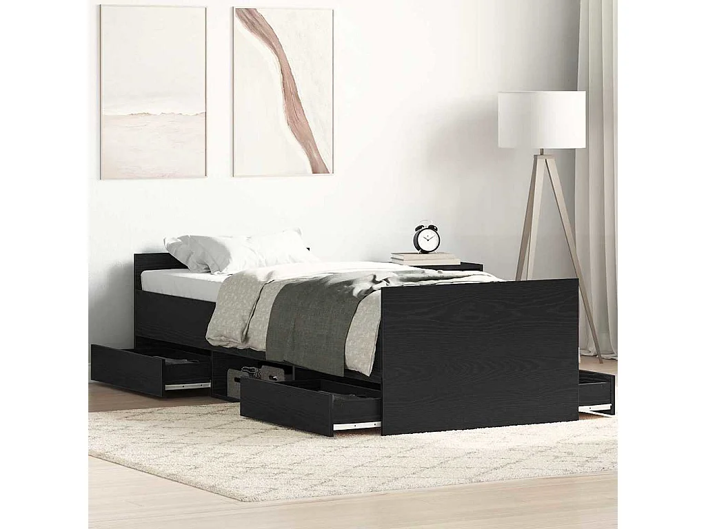 Estructura de cama con cabecera Roble Negro 193 x 78 x 50 cm