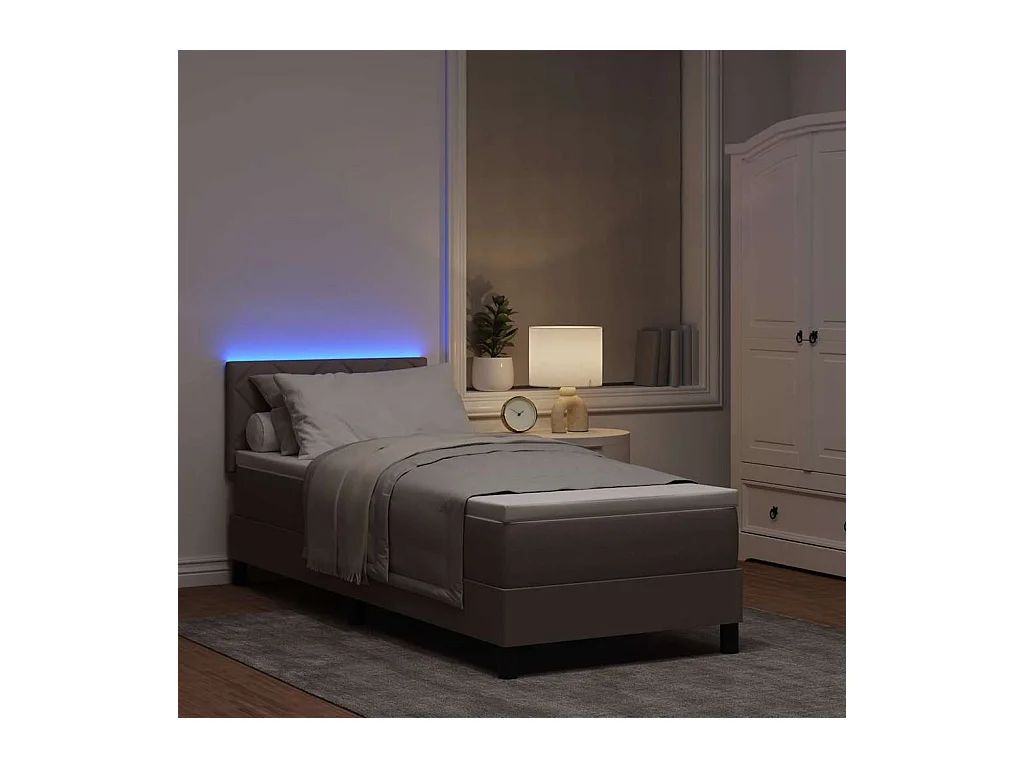 Lit à ressorts avec matelas Taupe 80 x 200 cm tissu