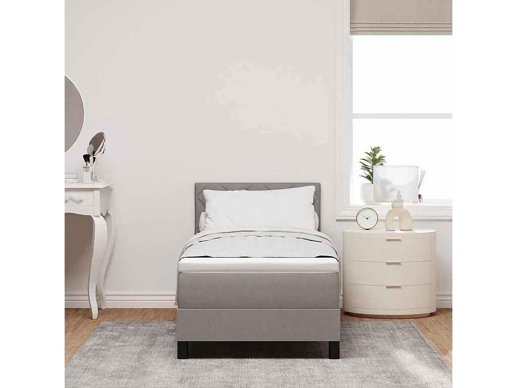 Lit à ressorts avec matelas avec LED Taupe 80 x 200 cm tissu