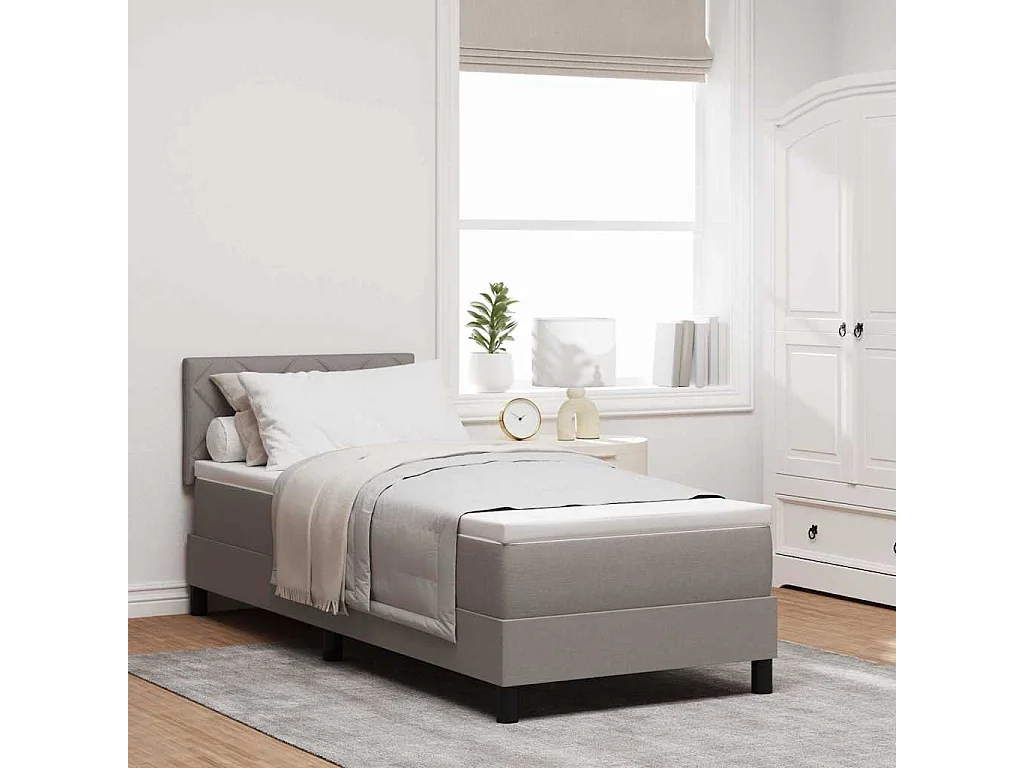 Lit à ressorts avec bandes LED Taupe 80 x 200 cm tissu