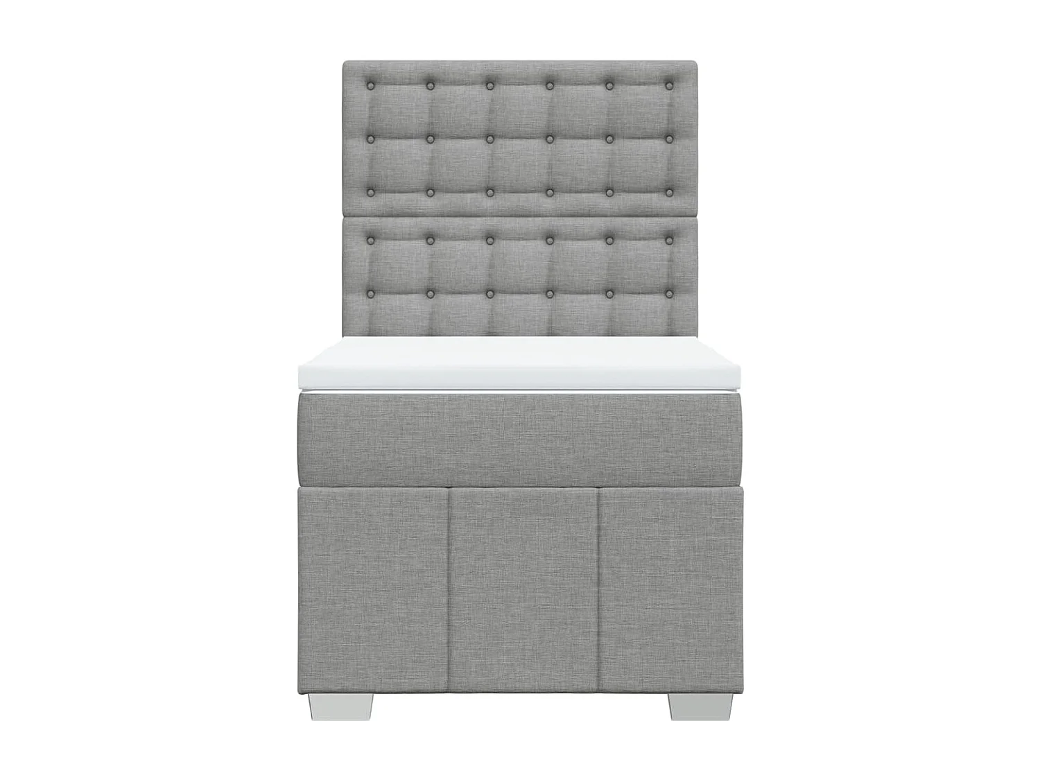 Cama box spring con colchón tela gris claro 80x200 cm