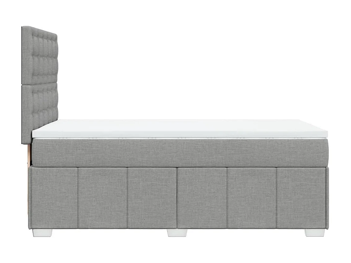 Cama box spring con colchón tela gris claro 80x200 cm