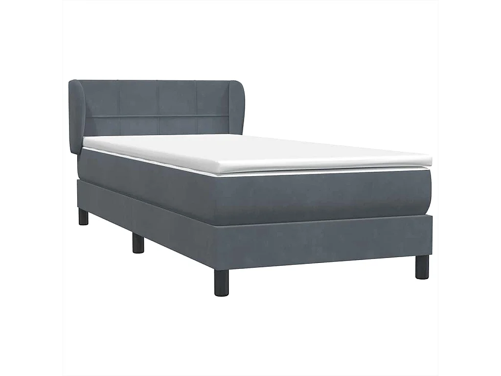 Sommier à lattes de lit et matelas gris foncé 80x220 cm velours
