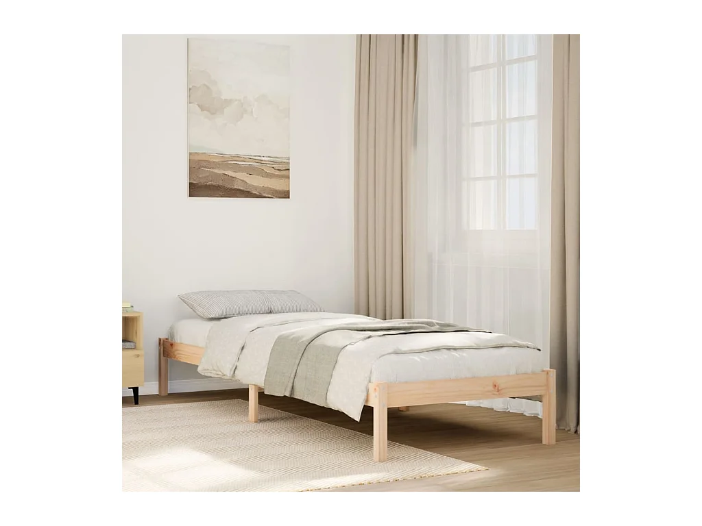 Cadre de lit extra long sans matelas 80x210 cm bois massif pin