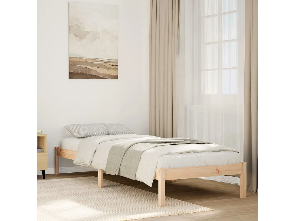 Cadre de lit extra long sans matelas 80x210 cm bois massif pin